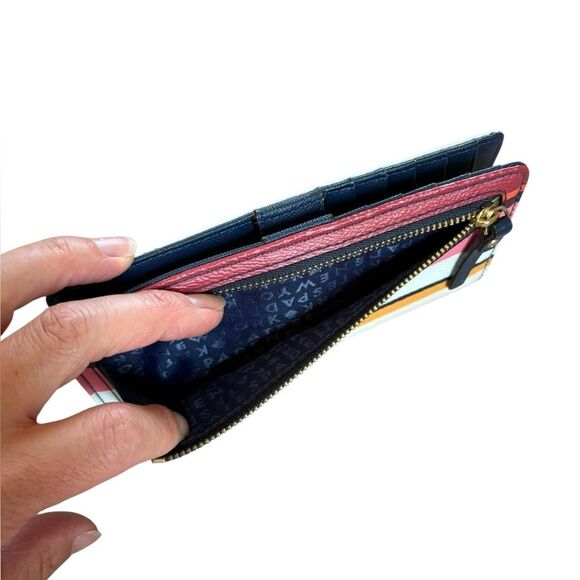 Kate Spade Berber Stripe Stacy Bifold Wallet Pink Multi Colored - Picture 6 of 11